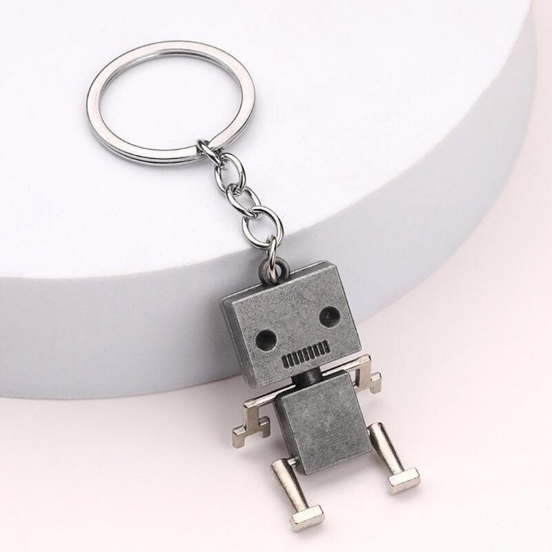 1PC Movable Robot Keychain with Articulated Joints, Zinc Alloy Mini Figurine Charm for Backpacks Gifts