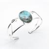 Natural Larimar Bracelet Adjustable 925 Silver Ocean Inspired Jewelry