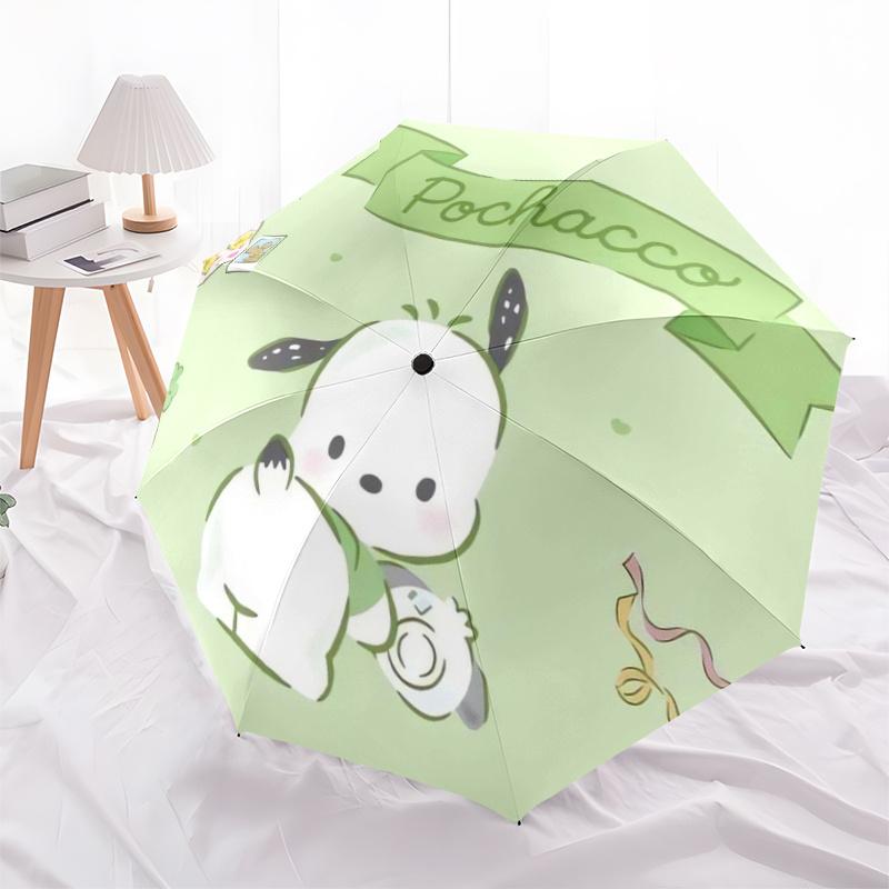 

1pc Playful Pochacco Pattern Beautiful Looking Automatic Folding Umbrella, 3 Folding, 8 Iron Frame Design, Durable and Suitable for Travel and Daily U