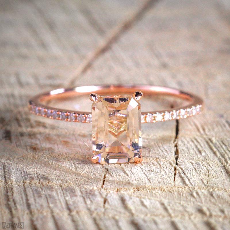 Plated with 18K Rose Gold Diamond Engagement Ring Delicate Micro Zircon Rings