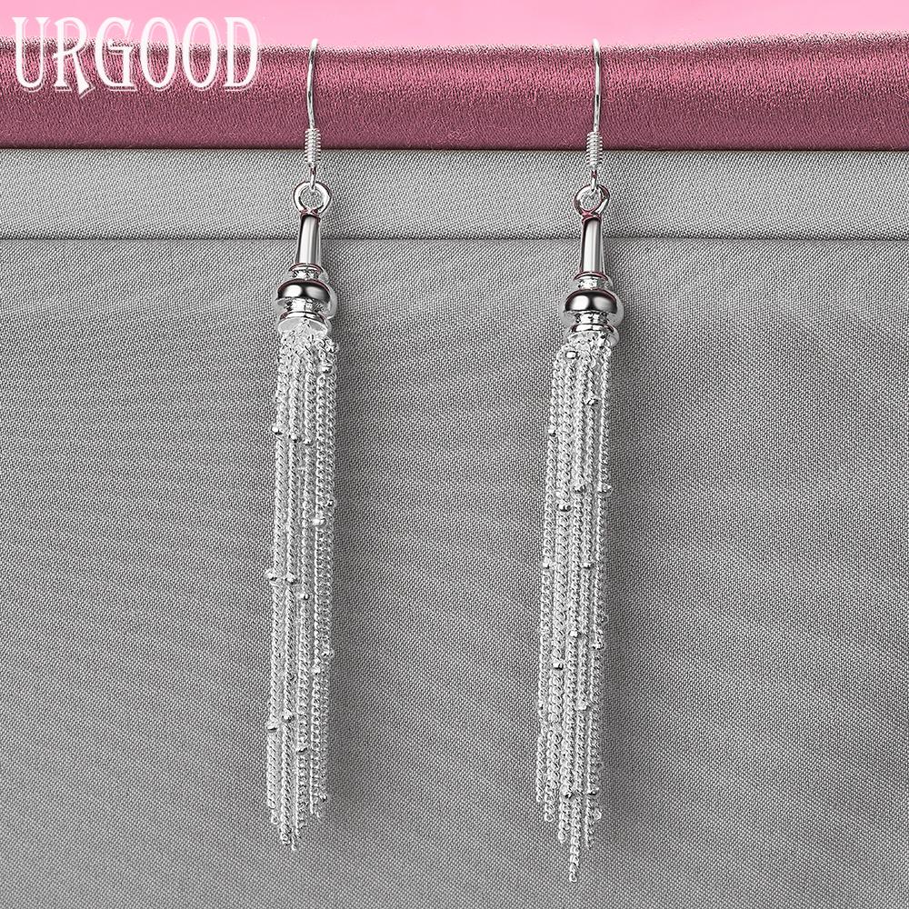 Boucles d'oreilles pendantes barre tendance en argent sterling 925 Bijoux de mariage