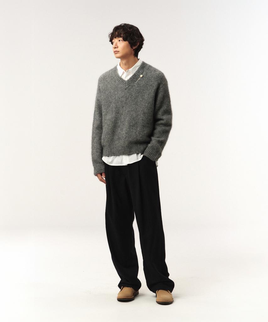 Seteo Two-Tone Mohair Blend Knit Melange Gray