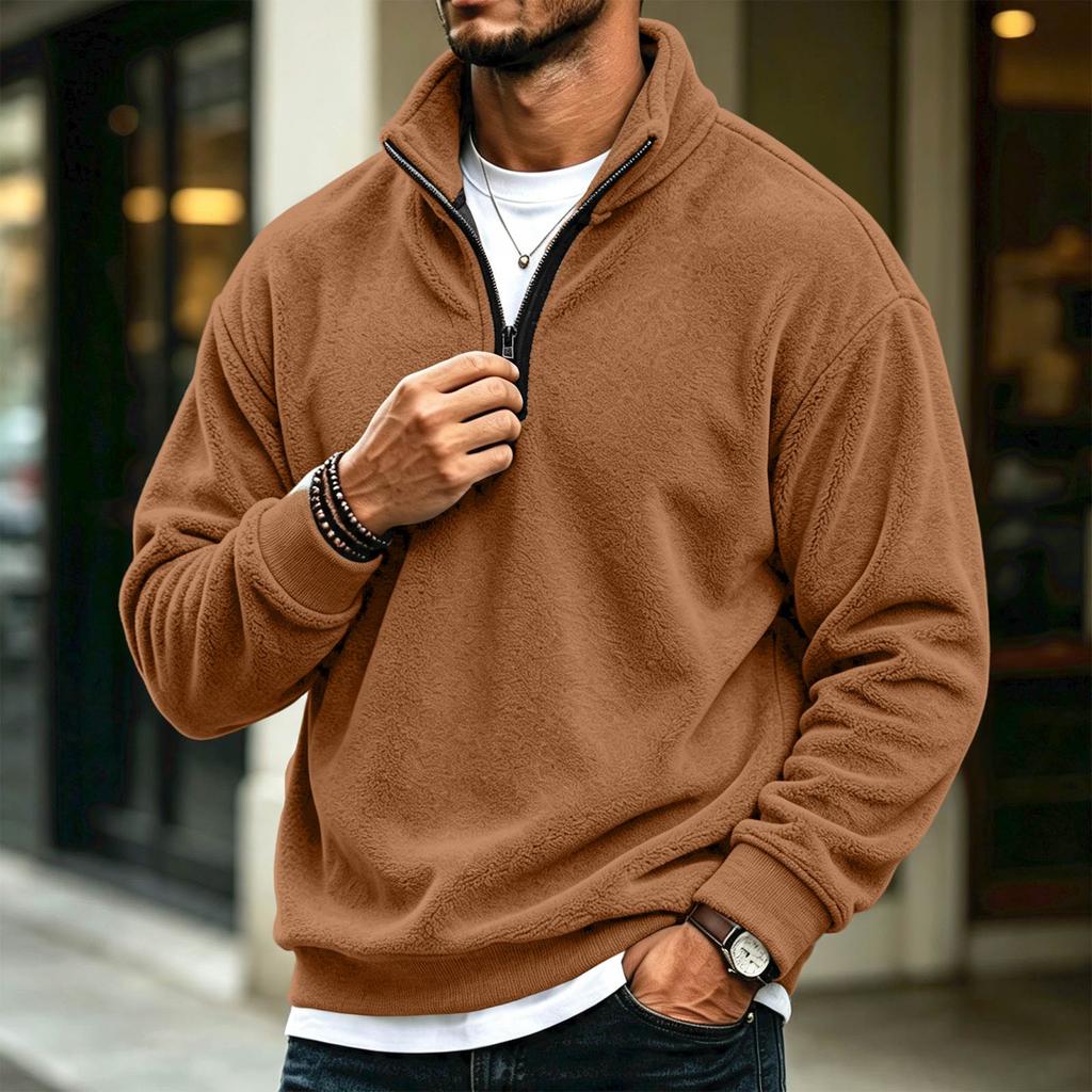 Men's Casual Quarter-Zip Long Sleeve Sweatshirt