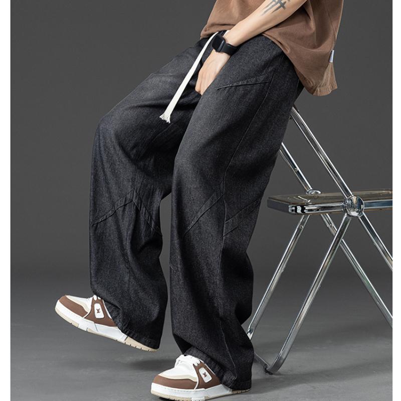Wide Leg Ice Silk Jeans for Men Thin Style Summer Straight Tube Ultra Thin Men's Trousers