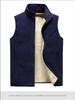 Men's Large-Size Polar Fleece Vest - Thick, Warm, Stand Collar for Spring & Autumn.