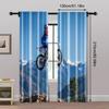2pcs, Creative Curtains Motocross Bike Style Stunt Machine Washable Polyester (without Rod) Stuff Clearance Perfect for Bedroom,