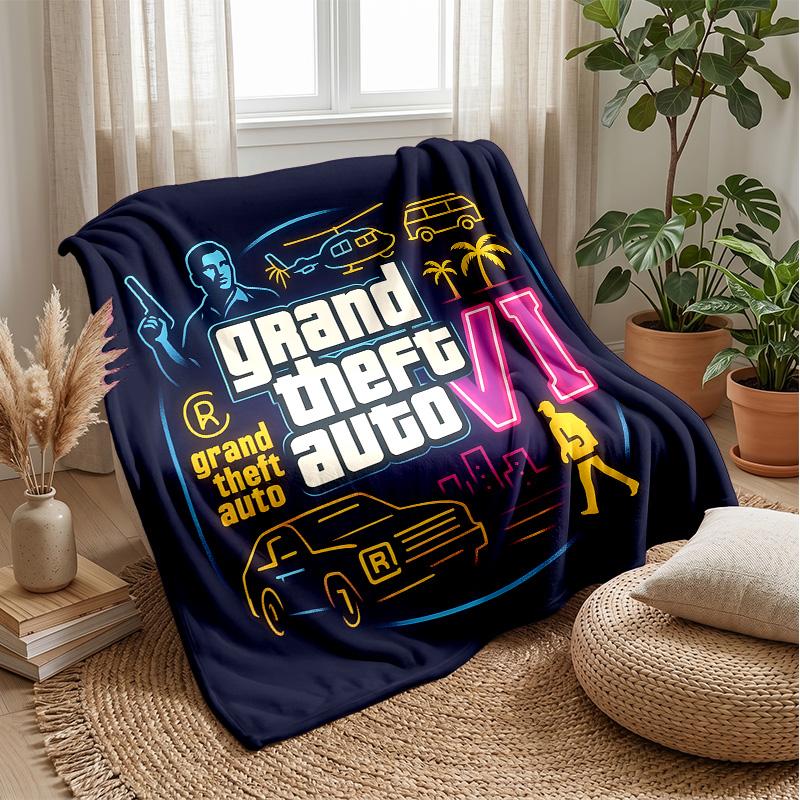 Coperta in Flanella Stampata Grand Theft Auto, Coperta Calda Accogliente e Delicata sulla Pelle per Divano, Letto, Uso Quotidiano Indoor