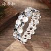 New Color Painting Oil Geometric Round Flower Elastic Bracelet, Fashionable Women's Versatile Petal Bracelet