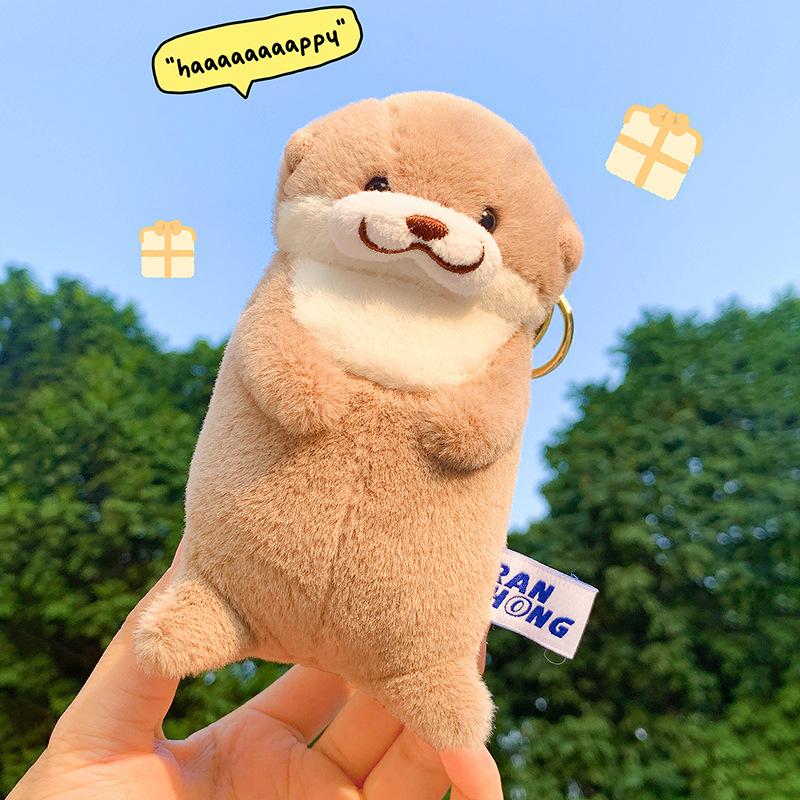 New Cartoon Cute Simulation Otter Plush Doll Keychain Pendant Children's Birthday Gift Super Soft Plush Stuffed Toys Bag Pendant