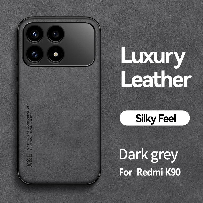 EUCAGR Роскошный Магнитный Ударопрочный Задний Чехол Из ПУ Кожи Для Redmi K90 Pro Max С Металлической Пластиной Чехол Для Телефона Для Redmi K90 K90Pro Redmi K90 чёрный