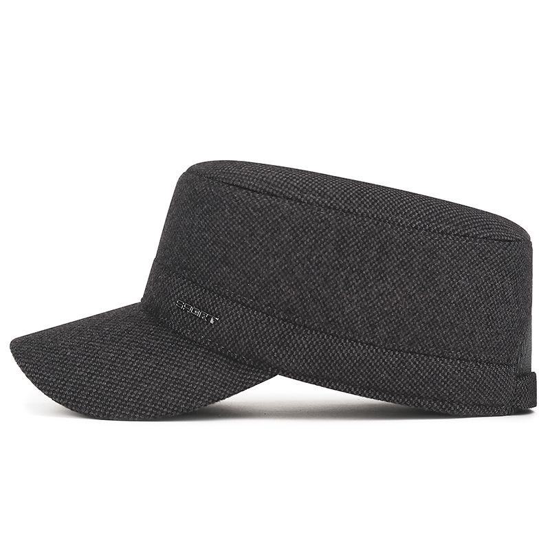 Men's Winter Wool Plaid Hat: Warm, Windproof, Velvet-Lined, Thickened Ear Protection Cap for Middle-Aged and Elderly.