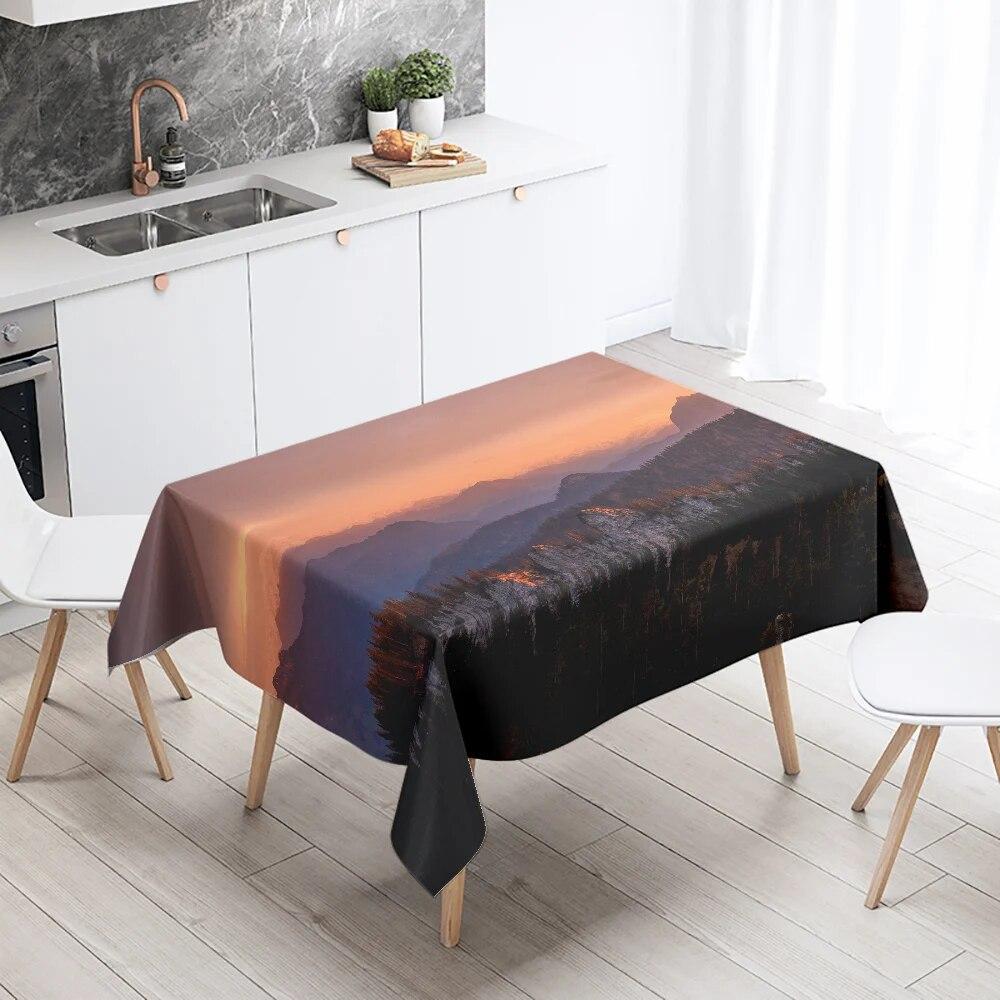 Mountains and Lakes Scenery Tablecloth Outdoor Camping  Antifouling Waterproof Home Kitchen Table Decoration