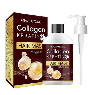 Kollagen & Keratin Haarmaske, Keratin Haarbehandlung, Feuchtigkeitsspendendes Avocadoöl Haarreparaturbehandlung Tiefenpflege für Trockenes Strapaziertes Haar, Spliss R