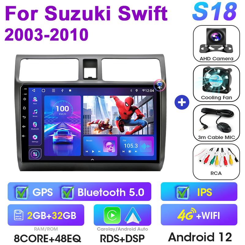 2 Din Android 12 Autoradio Für Suzuki Swift 2003 - 2010 Multimedia Video Player Navigation GPS 2din 4G Carplay Stereo Kopf Einheit