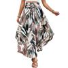 Boho Style Maxi Skirt Adjustable Drawstring High-Waisted Printing Skirt Flowy Large Hem A-Line Skirt Daily Wear