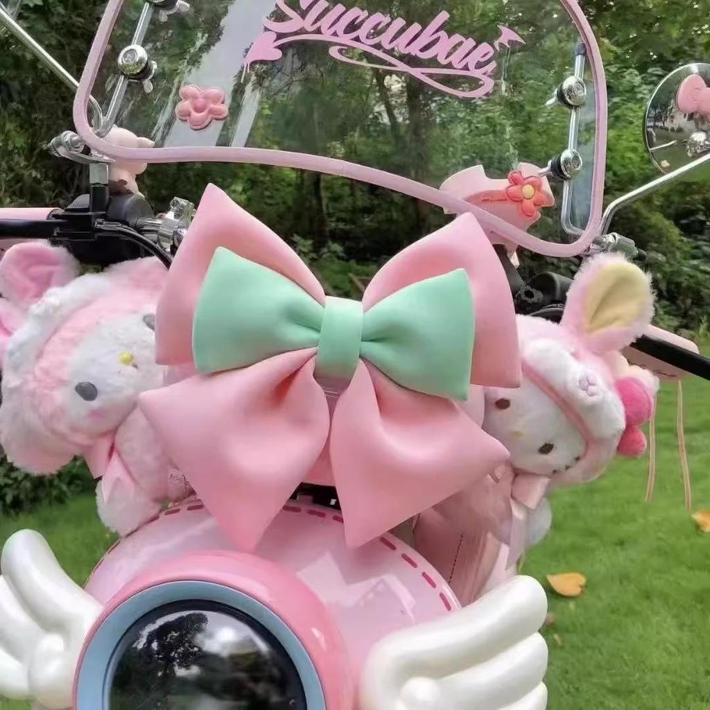 Luna Sunny Day Cute Two-Tone Electric Vehicle Bow & Sticker Accessories