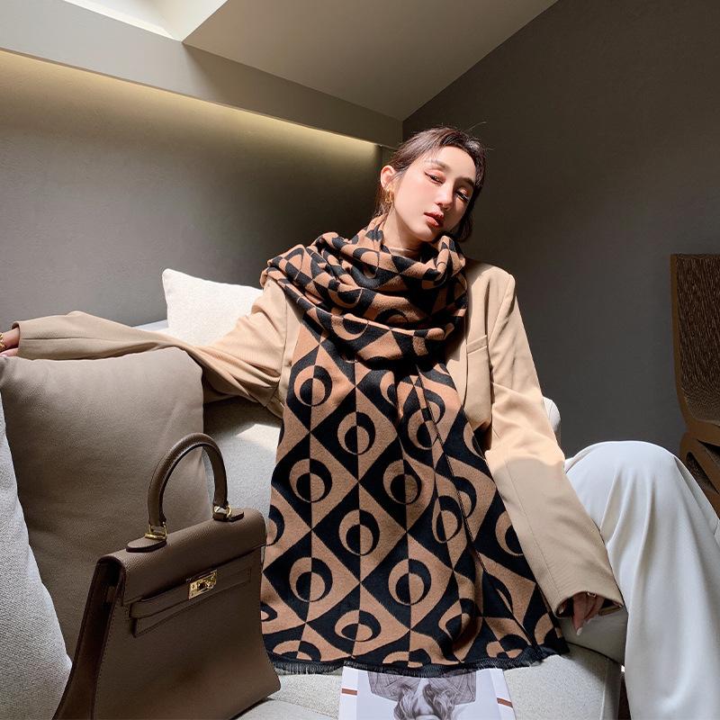 New Autumn and Winter Imitation Cashmere Scarf for Women Korean Style Fashionable Warm Neck Scarf Thickened Cold Proof Air Conditioning Shawl