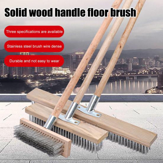 20/30/50CM Stainless Steel Wire Scrub Brush Heavy Duty Stiff Metal Bristle Scrubber Broom Concrete Patio Floor Moss Removal Deck Cleaning Brush