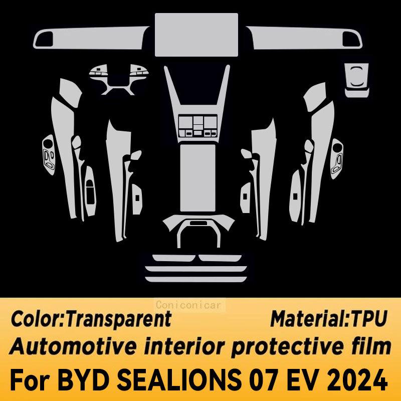 For BYD SEALIONS 07 EV 2024 Car Interior Center Console Transparent TPU Protective Film Anti-scratch Repair Film Accessories