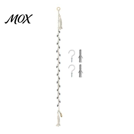 Nursery Room Wall Decor Stuffed Doll Cotton Hanging Storage Chain, Mounted Organizer with Plushie Display Chain Metal Clips, Boho Strap for