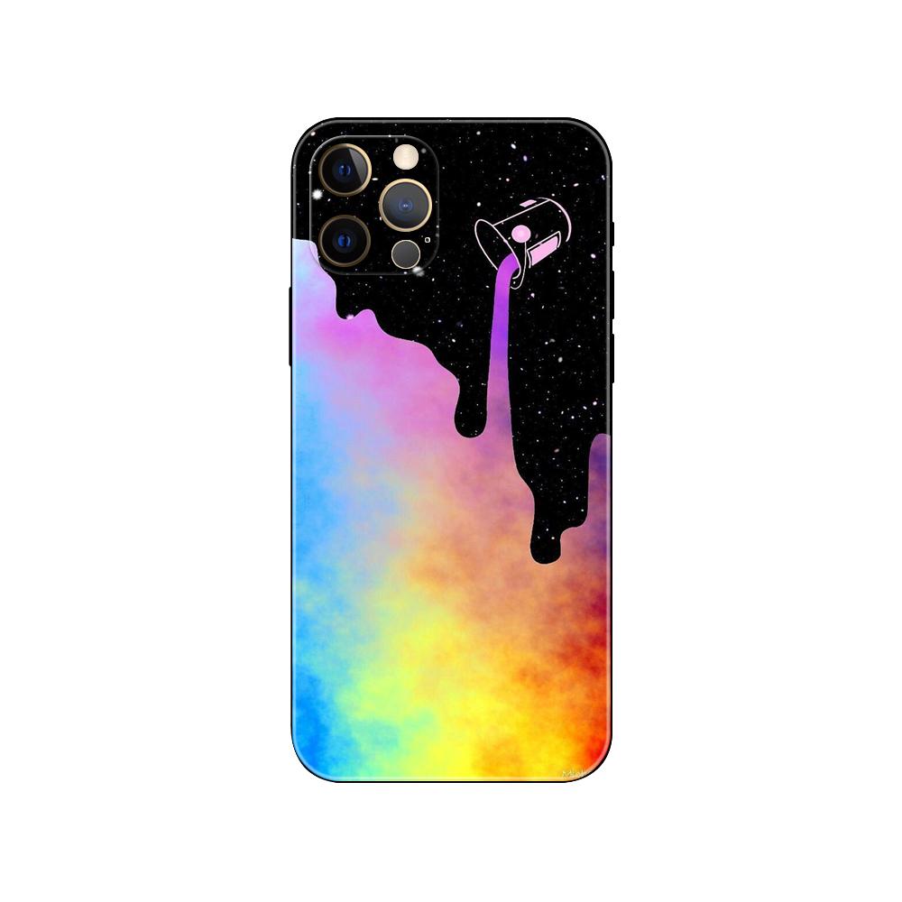 Rainbow Art DIY Phone Case for Iphone 5 5s 2020se 6 6s 7 8 Plus X 10 XR XS 11 12 13 Mini Pro MAX Black Tpu Back Cover