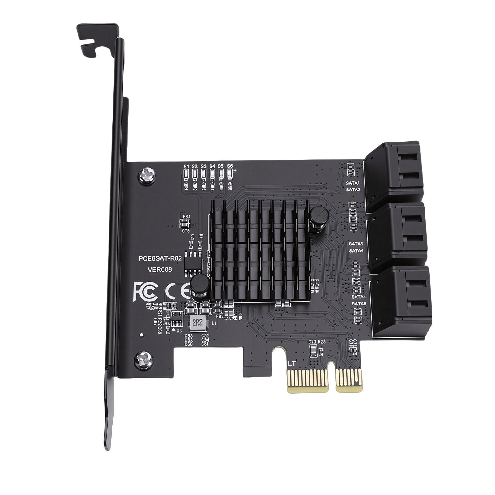 

PCI E 1X to Serial ATA 3.0 Controller Expansion Card 6Gbps 6 Port Expansion Card with Low Profile Bracket