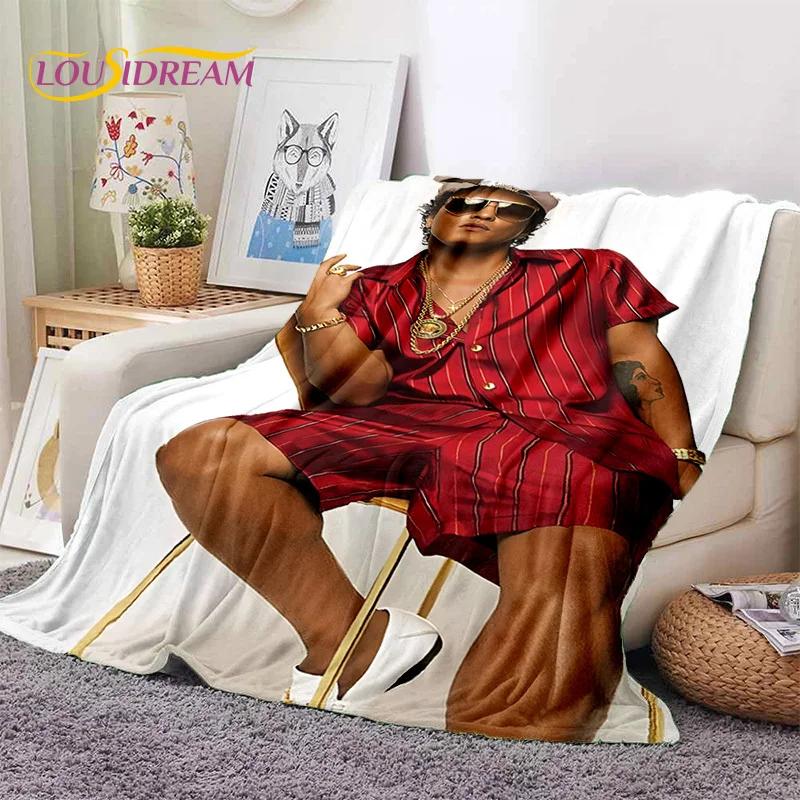Bruno Mars 3D Sänger Star Weiche Flanelldecke für Betten Schlafzimmer Sofa Picknick, Überwurfdecke zum Zudecken im Freien Freizeit Nickerchen Geschenk