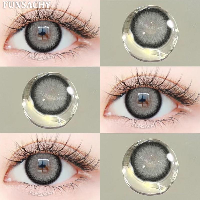 FUNSACHY 1 pár přírodně hnědých kontaktních čoček pro oči velké černé oči čočky korejská krása šedé zornice módní barevné oční kontakty