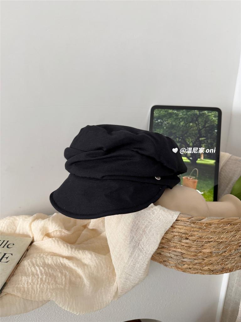 Export, Literature and Art, Yamamoto Style, Cotton and Linen, Breathable Folds, Showing the Face, Small Newsboy Hat, Female Flat-top Equestrian Hat, S