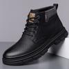 Fashion Leather Shoes Men's Soft-soled Casual Cotton Shoes Plus Velvet Non-slip British Style Leather Boots 2025 New Winter Men's Shoes