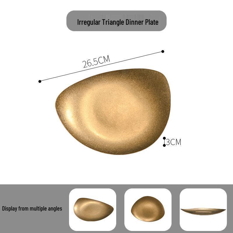 ZISIZ Creative Irregular Gold Stainless Steel Plate