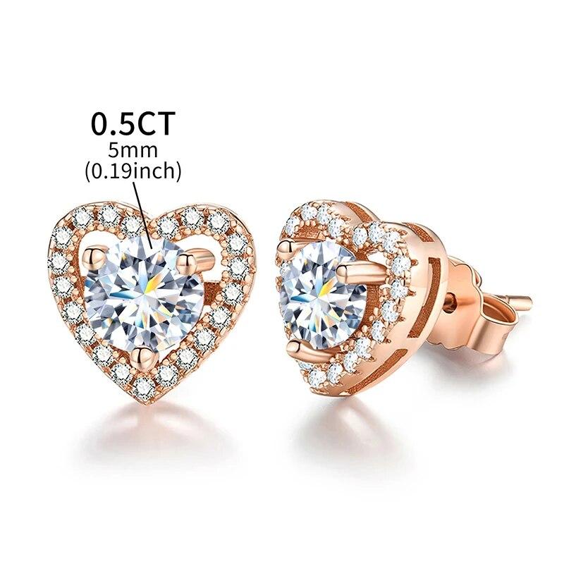 

Настоящие серьги-гвоздики с муассанитом и бриллиантами в форме сердца 0,5 карата D для женщин, стерлинговое серебро 925 пробы, роскошные ювелирные изделия 0.5 carat Moissanite