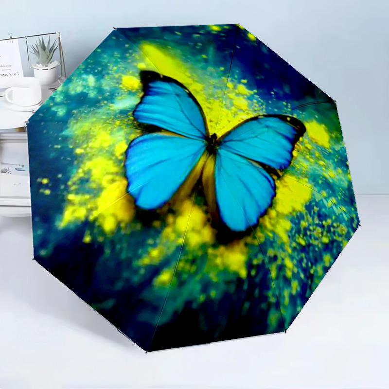 Butterflies And Sunflowers 8-Frame for Travel, camping, Casual Lightweight Portable Umbrella, Essential for every family Holidays Birthday Gift