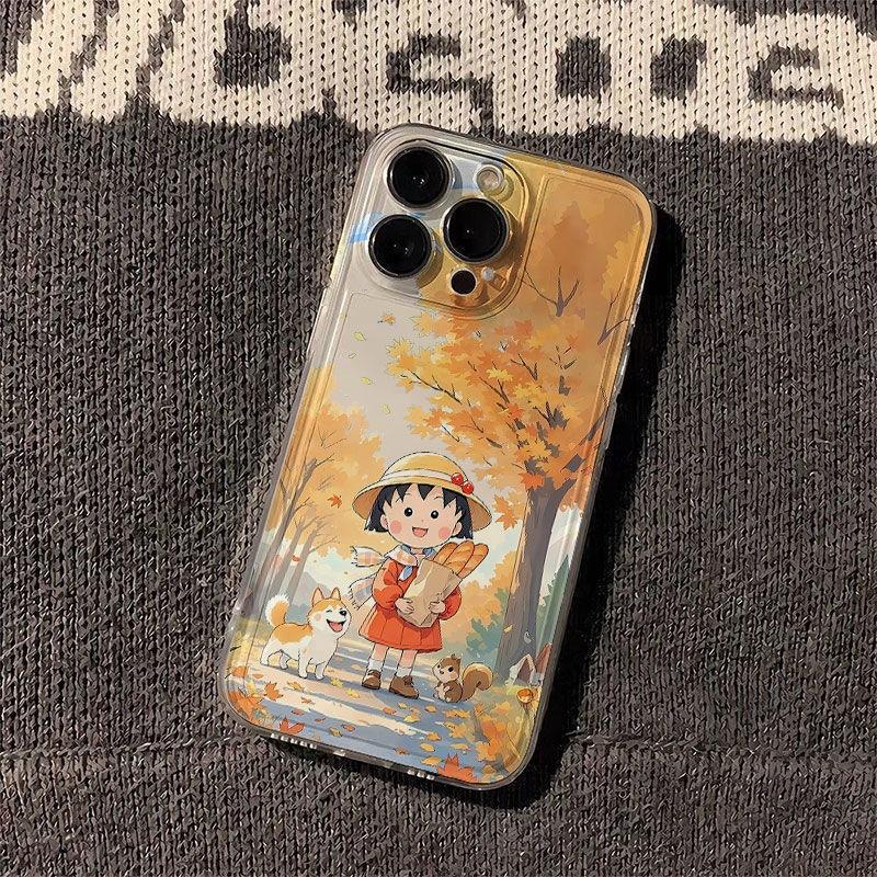 Cartoon cartoon Maruko suitable for iPhone16Promax mobile phone case 15 transparent 14 all-inclusive 13 girls