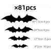  Halloween 3D Bats Wall Decorations, Black Hanging Bat Stickers, Spooky Party Supplies for Haunted House Decor