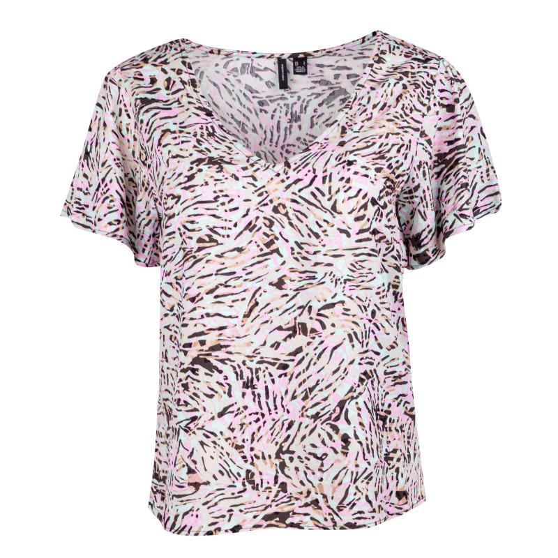 

Женский топ с короткими рукавами и рюшами под зебру VERO MODA