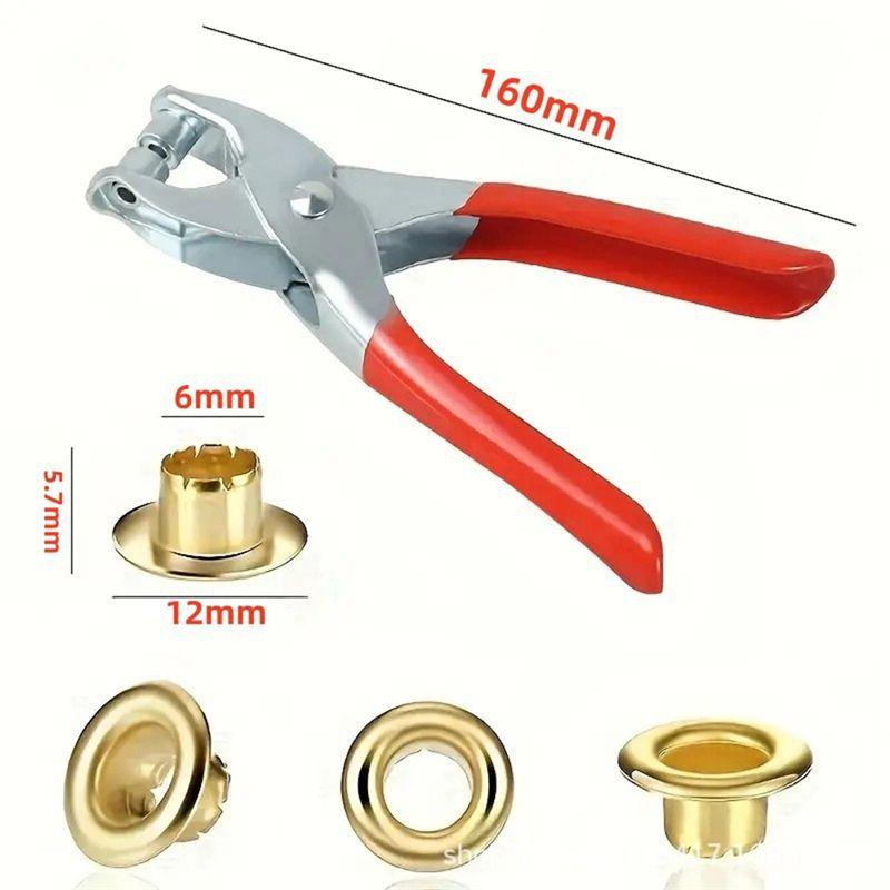 AEE4-6Mm Grommet Eyelet Plier Set, Eyelet Hole Punch Pliers Kit With 100 Metal Eyelets, Grommet Tool Kit For Leather Cloth