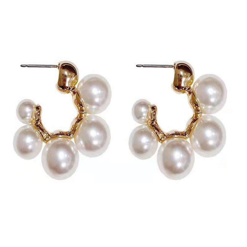New Fashion C-shaped Large Pearl Earrings  for Women Girl Gift Jewelry Wholesale