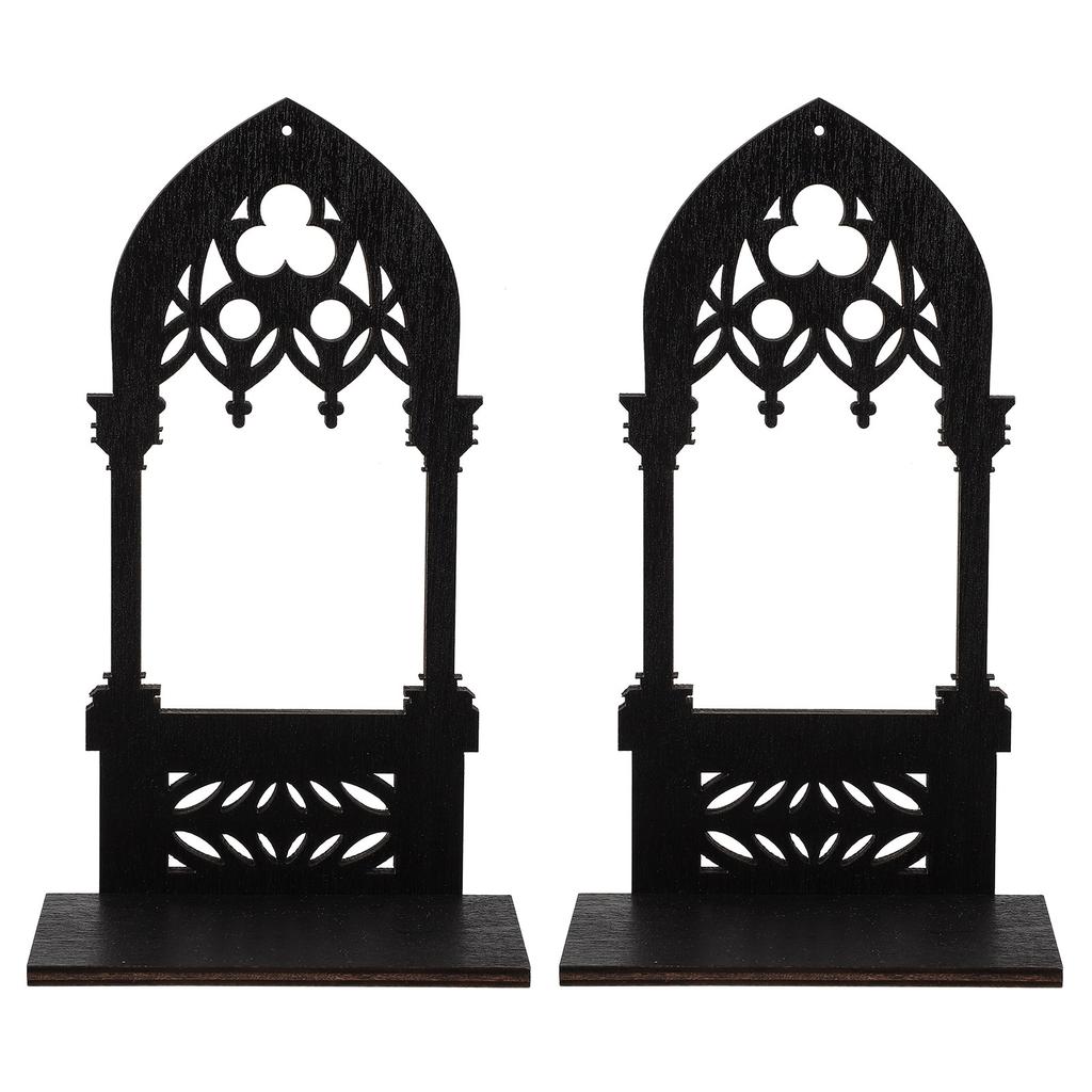 1Pair Gothic Holder Simple Black Arch Design Pillar Holder for Table Centerpiece Home Decor Dining Room Bedroom