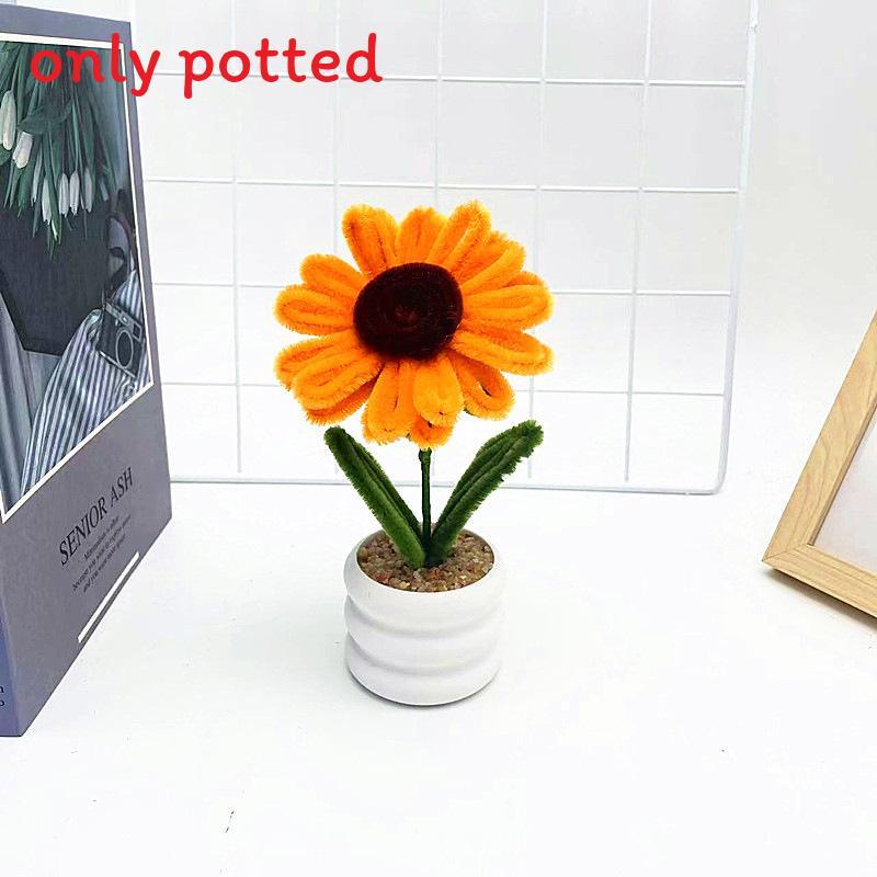 Plush Twisted Rod Sunflower Potted Desktop And Office Decoration Ornament