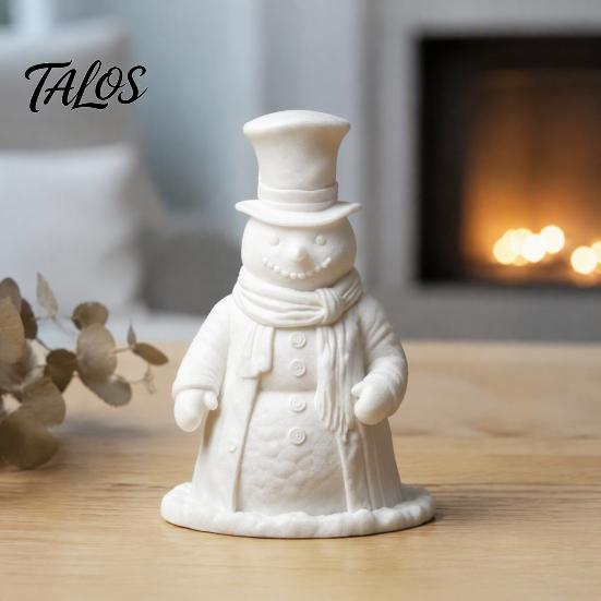 Unique Christmas Present 3D Printed Gentleman Snowman Figurine, Decorative Desktop Ornament, DIY Paintable White Unpainted Craft Ornament Statue