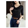 New Summer Mid-sleeve Style Half-sleeved Pile Collar T-shirt Feminine Fashionable and Age-reducing Top for Women