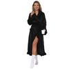 Dames Pluizige Ruche Badjas Zachte Fleece Sjaalkraag Kimono Badjas Winter Pluche Warm Huispak met Zakken