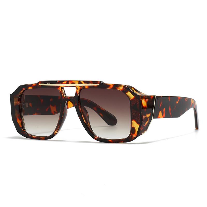 

SO&EI Vintage Double Bridges Square Women Sunglasses Fashion Brand Designer Gradient Shades UV400 Men Sun Glasses As the picture