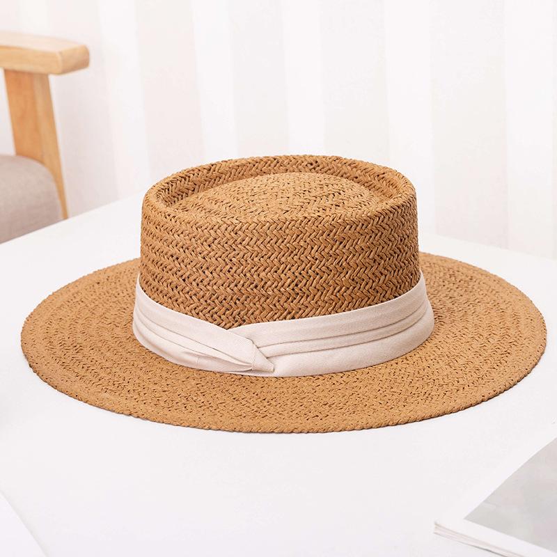 Womens Straw Sun Hat Wide Brim Elegant Summer Beach Cap UV Protection Outdoor Travel Fashion Visor