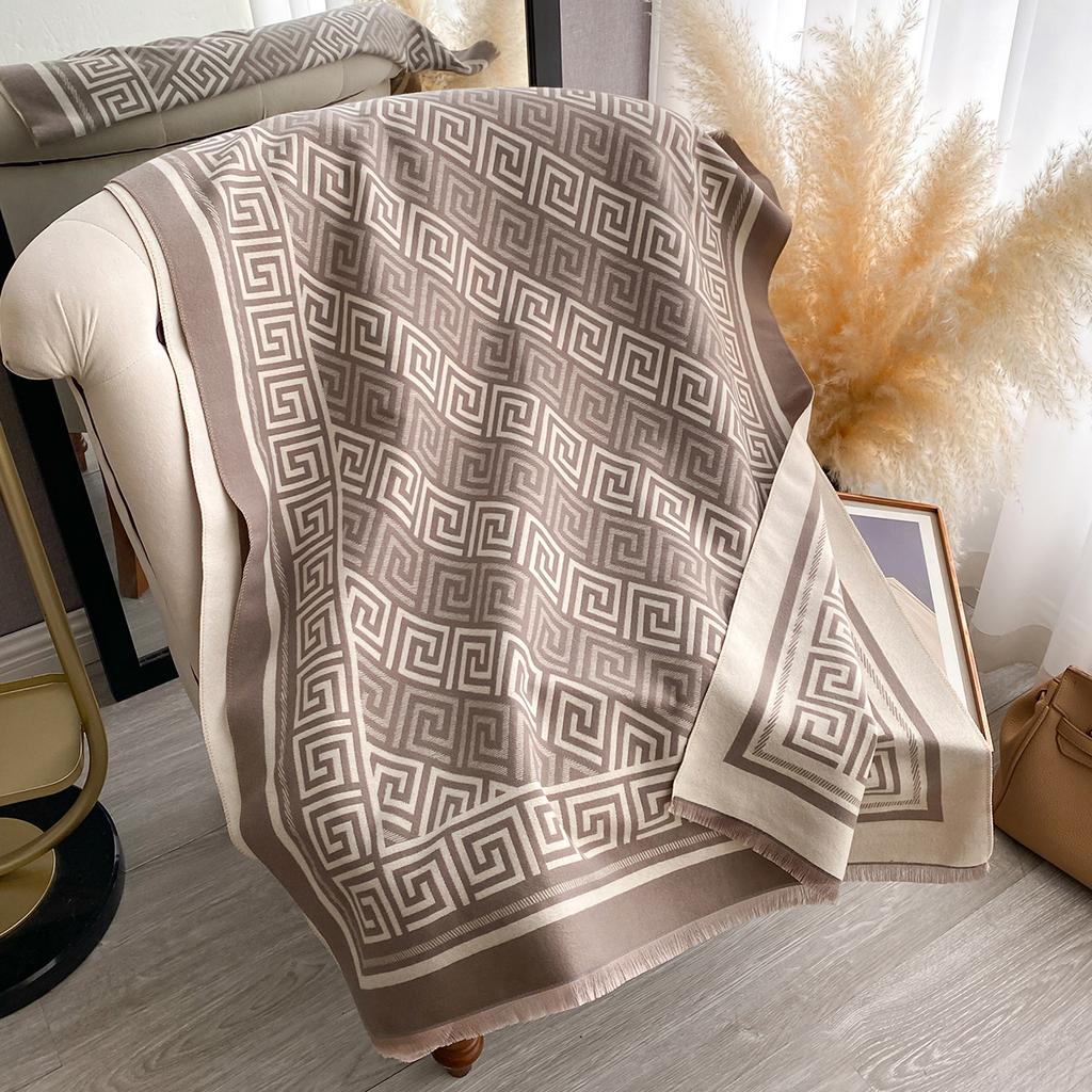 Winter Women  Imitaion Cashmere Scarves Thick Warm Shawl Plaid Jacquard Soft Female Bufanda Pashmina Poncho Scarf