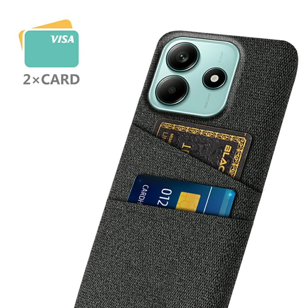 

For Xiaomi Redmi Note 14 5G Case Cloth+Hard PC Phone Cover with Dual Card Slots Black