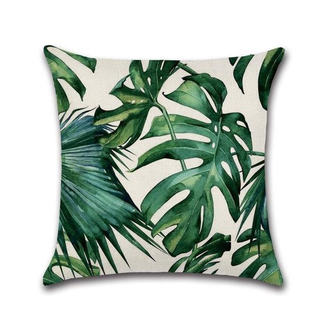 Tropical Plant Cushion Cover Green Leaves Decorative Pillowcase For Sofa Linen Throw Pillow Case Funda De Almohada Poszewka