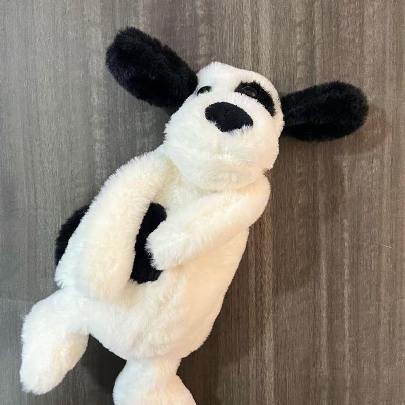 Cute Black White Plush Puppy Pencil Case Cartoon Portable Cosmetic Bag Pencil Bag Storage Bag Stationery Pouch Student Gifts