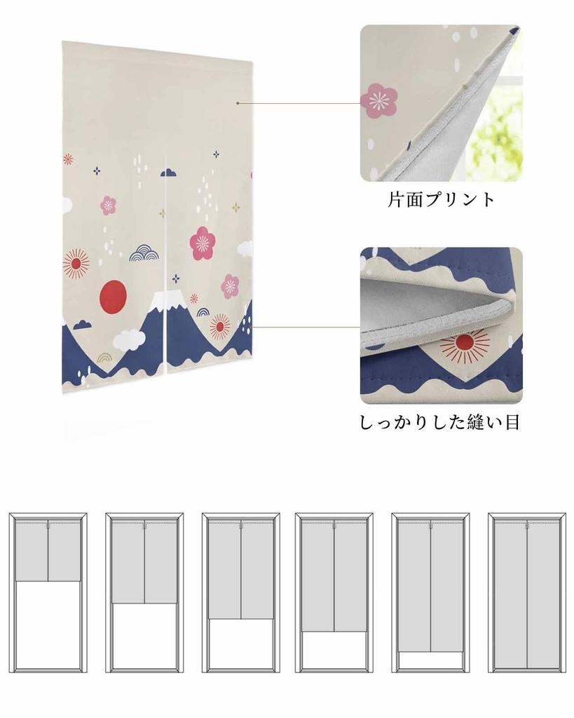 Blackout Noren Room 75cm Wide X 120cm Featuring a Fuji and Cherry Blossom Creating a Relaxing Atmosphere In the Living Thick Curtains Provide and